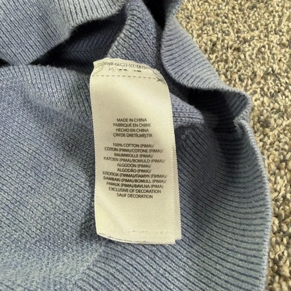 Polo Ralph Lauren Pima Cotton 1/4 Zip Sweater Light Blue Mock Neck Knit Men READ